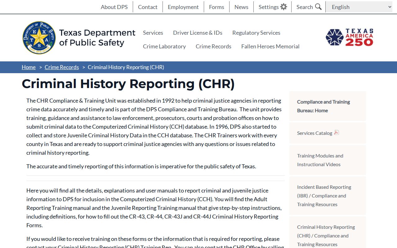 Concho County arrest history criminal reporting to Texas DPS