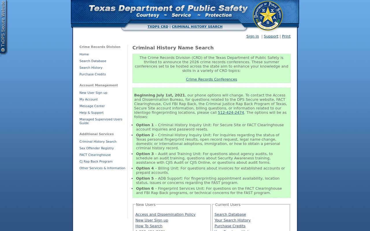 Concho County arrest history Texas DPS name search