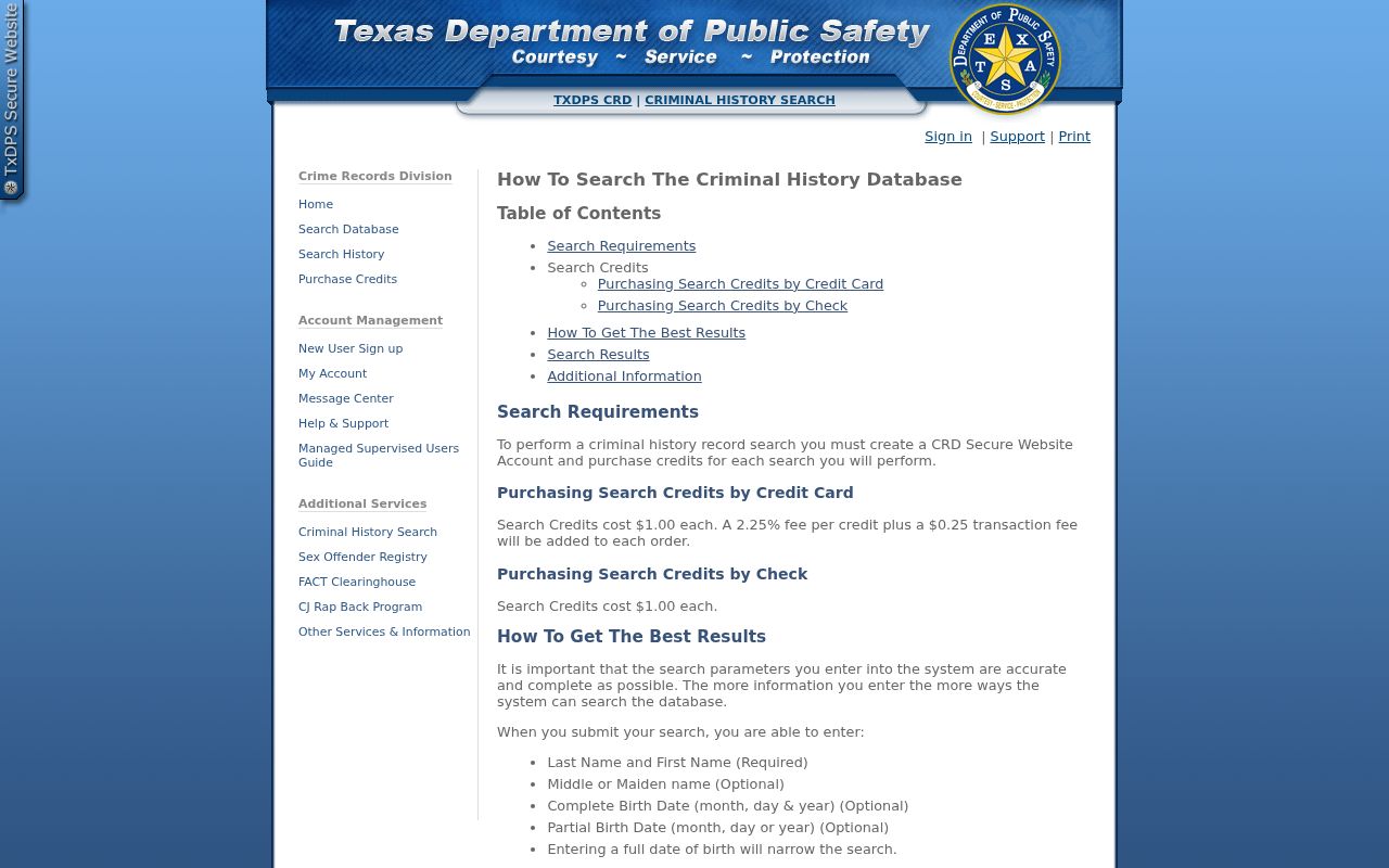 Concho County arrest records Texas DPS search help
