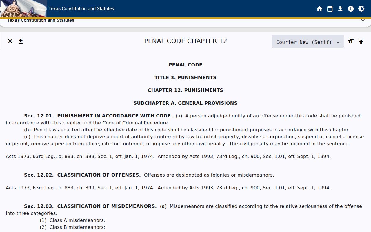 Concho County criminal court cases Texas offense classifications