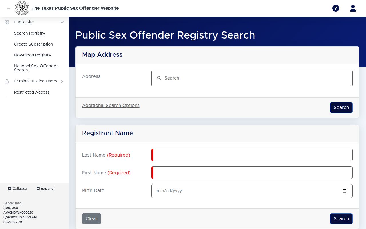 Concho County sex offender check Texas registry search